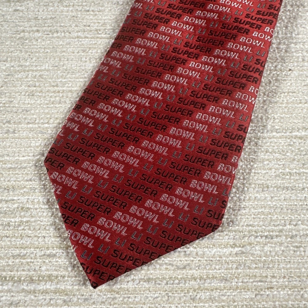 Super Bowl LI 51 Silk Necktie NFL Football Red Handmade Collector Tie